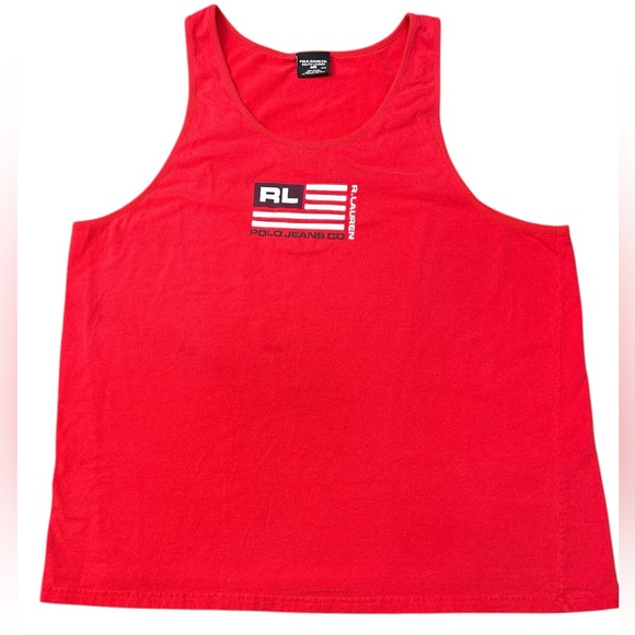 Ralph Lauren Men’s USA Flag Red Sleeveless Cotton Tank Top Size XXL - Picture 1 of 7